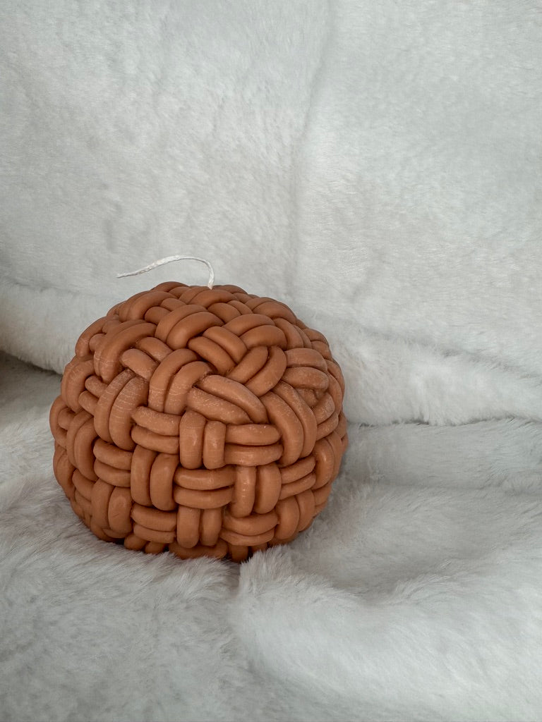 Knitted Yarn Ball Candle