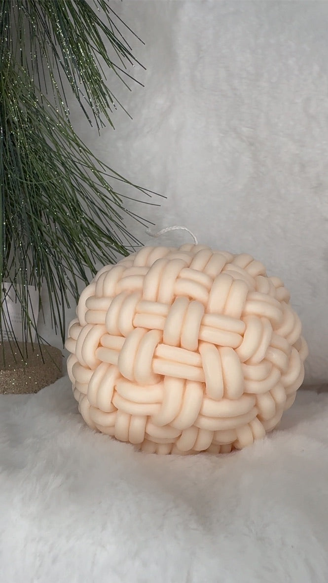 Knitted Yarn Ball Candle