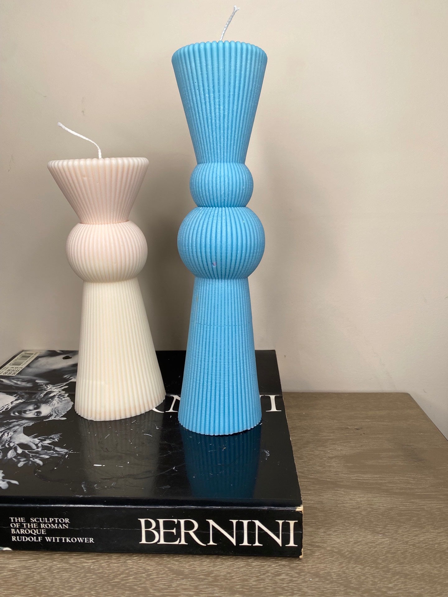 Ribbed Hourglass Pillar Candle
