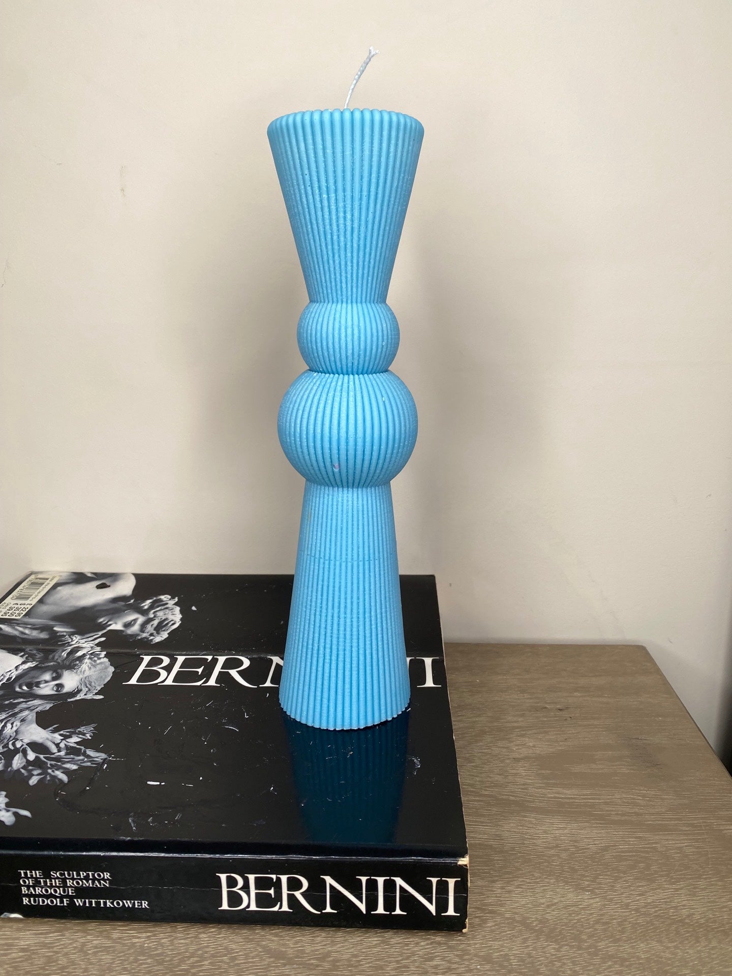 Ribbed Hourglass Pillar Candle