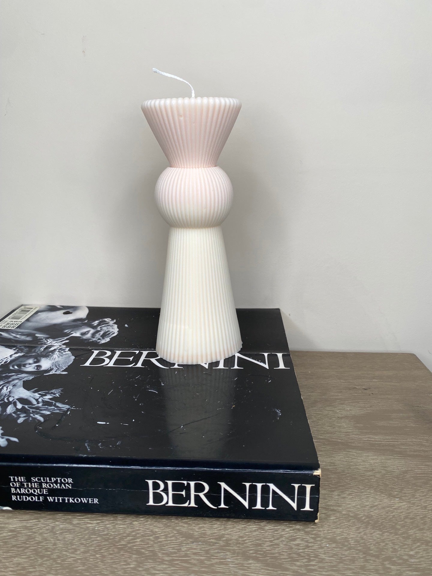 Ribbed Hourglass Pillar Candle