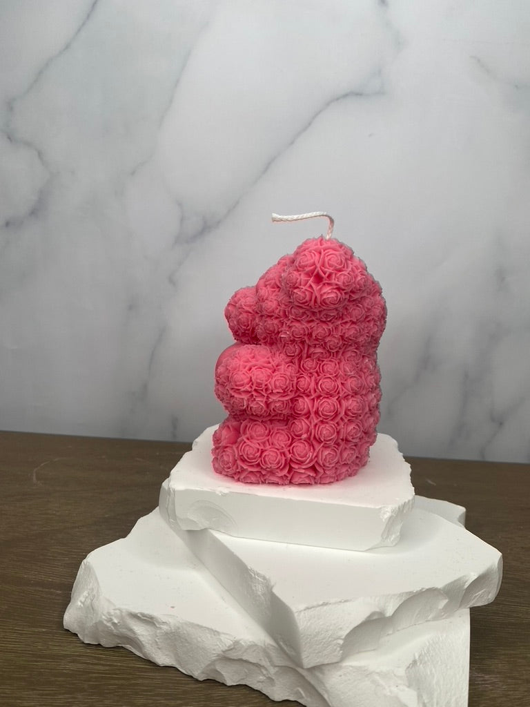 Rose Bear Candle