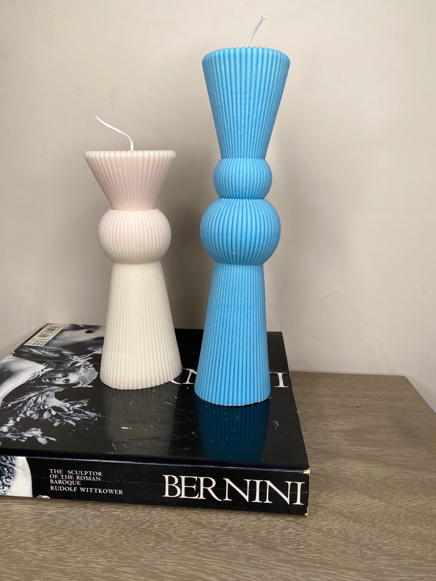 Ribbed Hourglass Pillar Candle