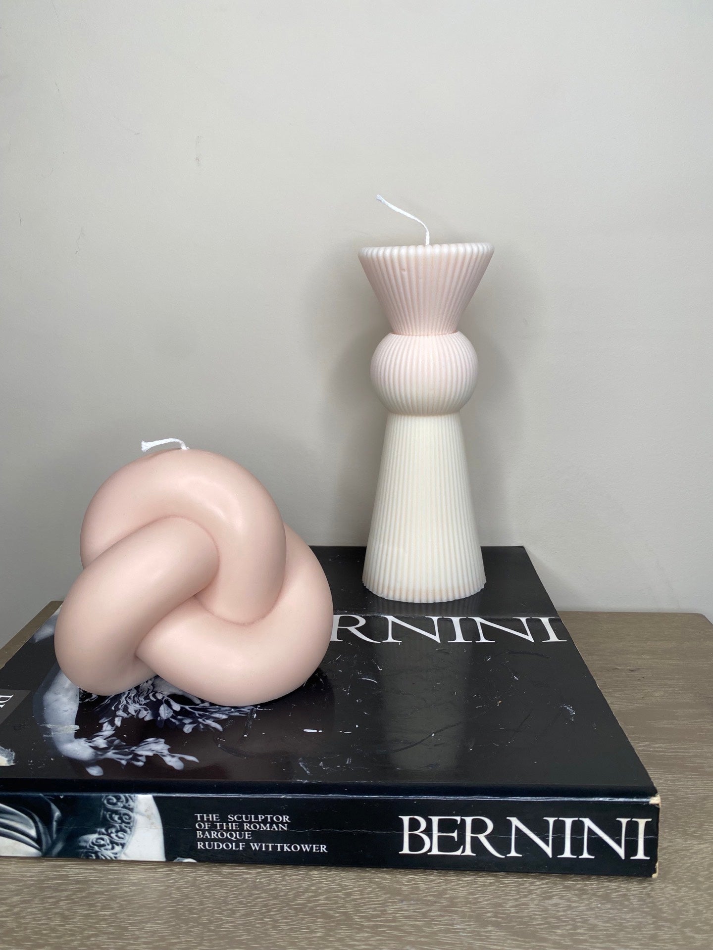 Ribbed Hourglass Pillar Candle