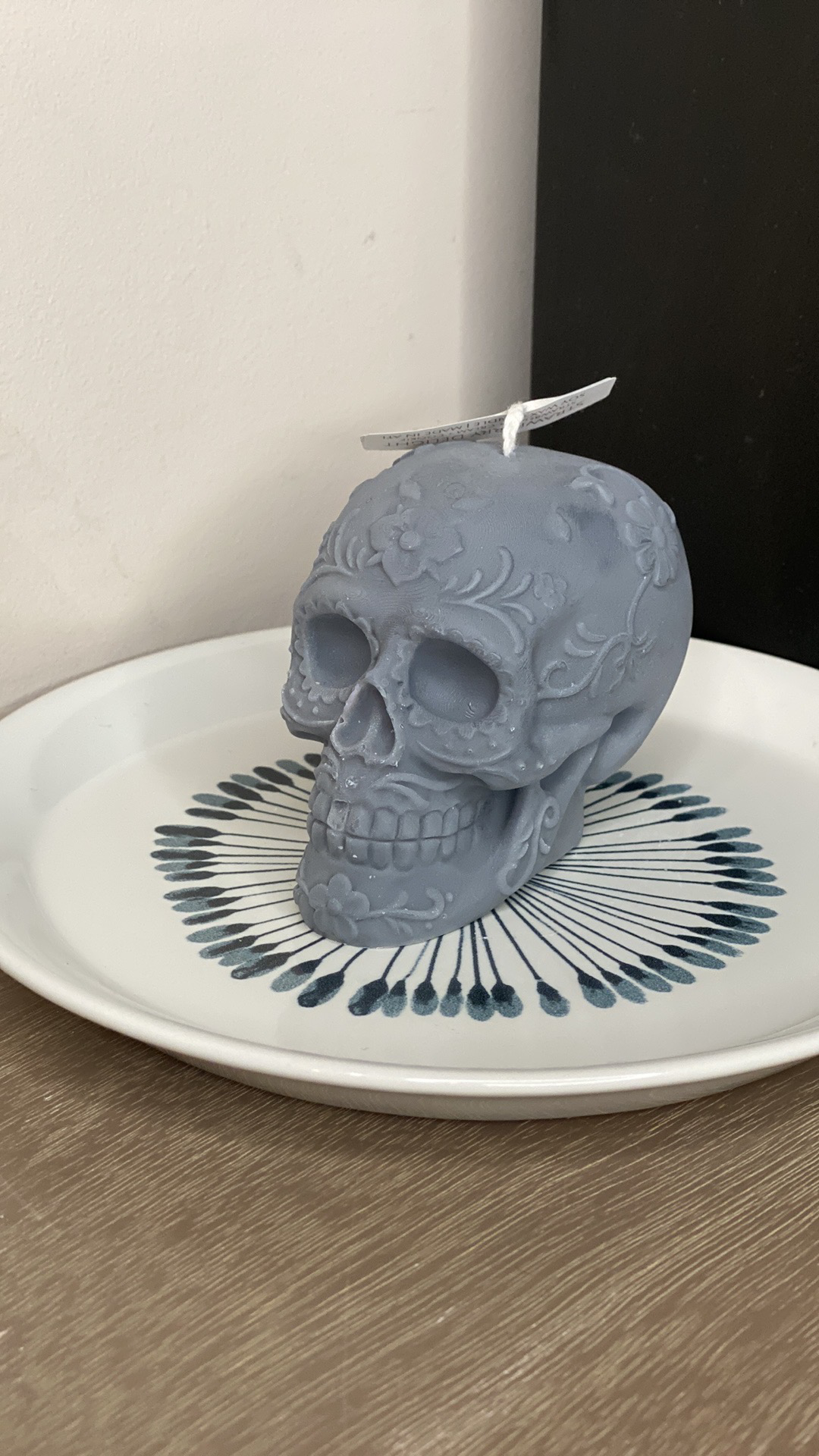Dia De Los Muertos Flower Skull Candle