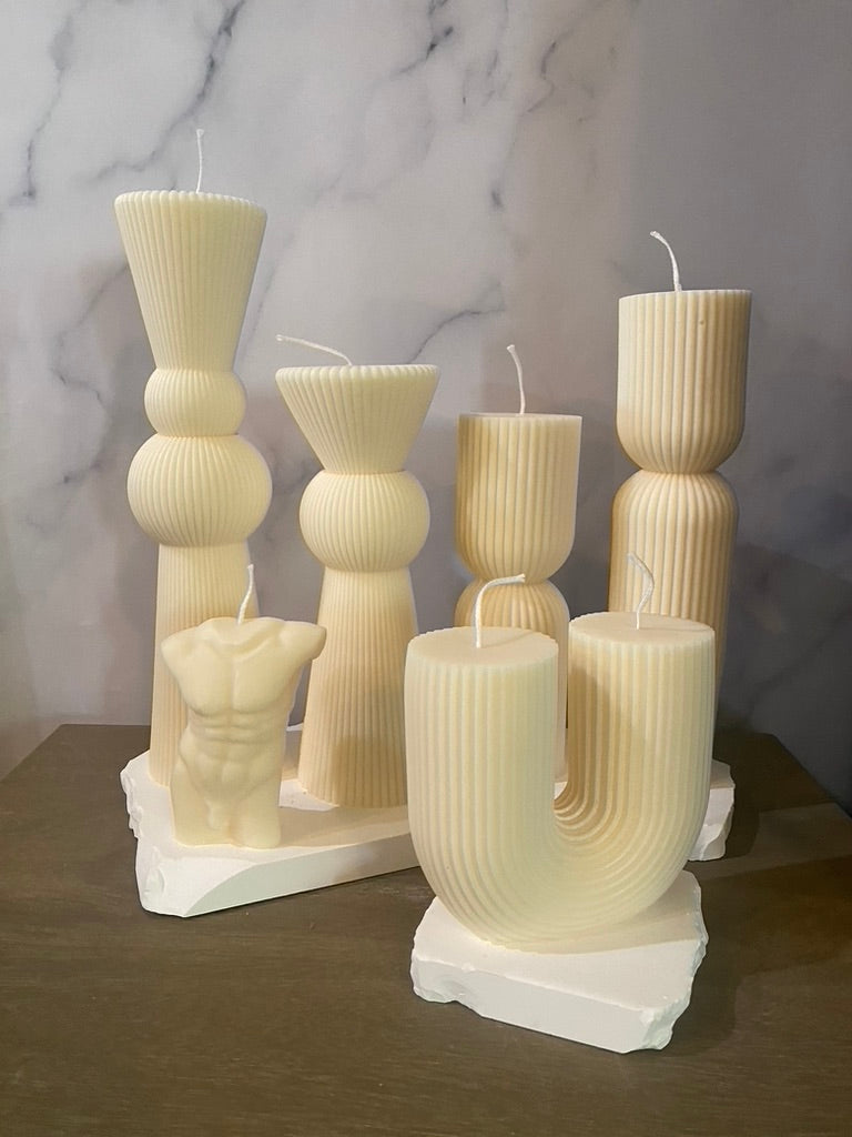 Ribbed Letter  Candle