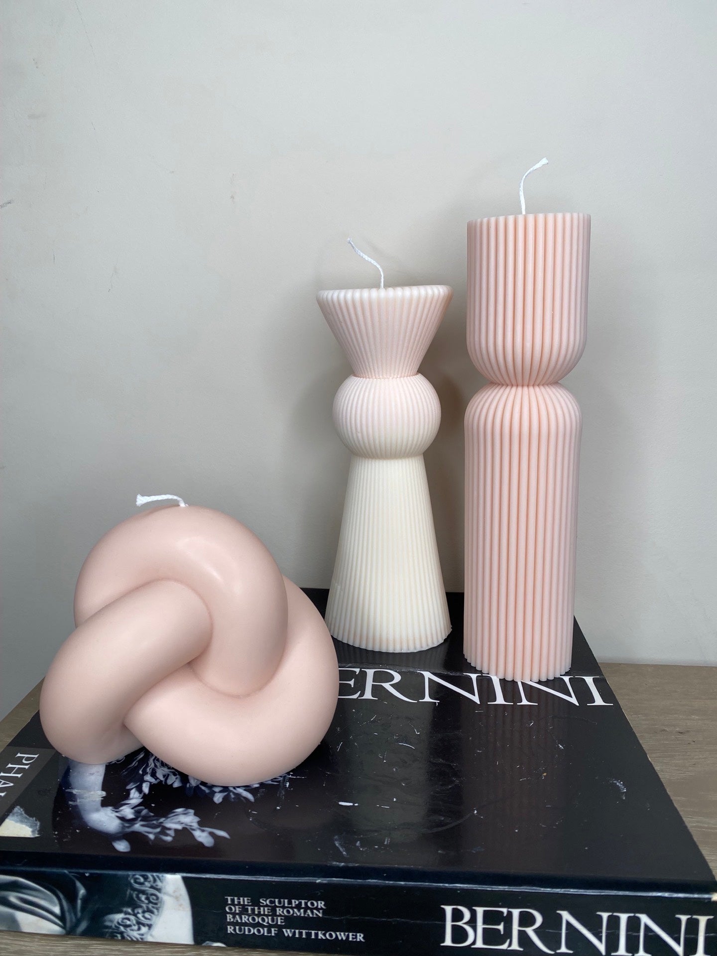 Ribbed Hourglass Pillar Candle