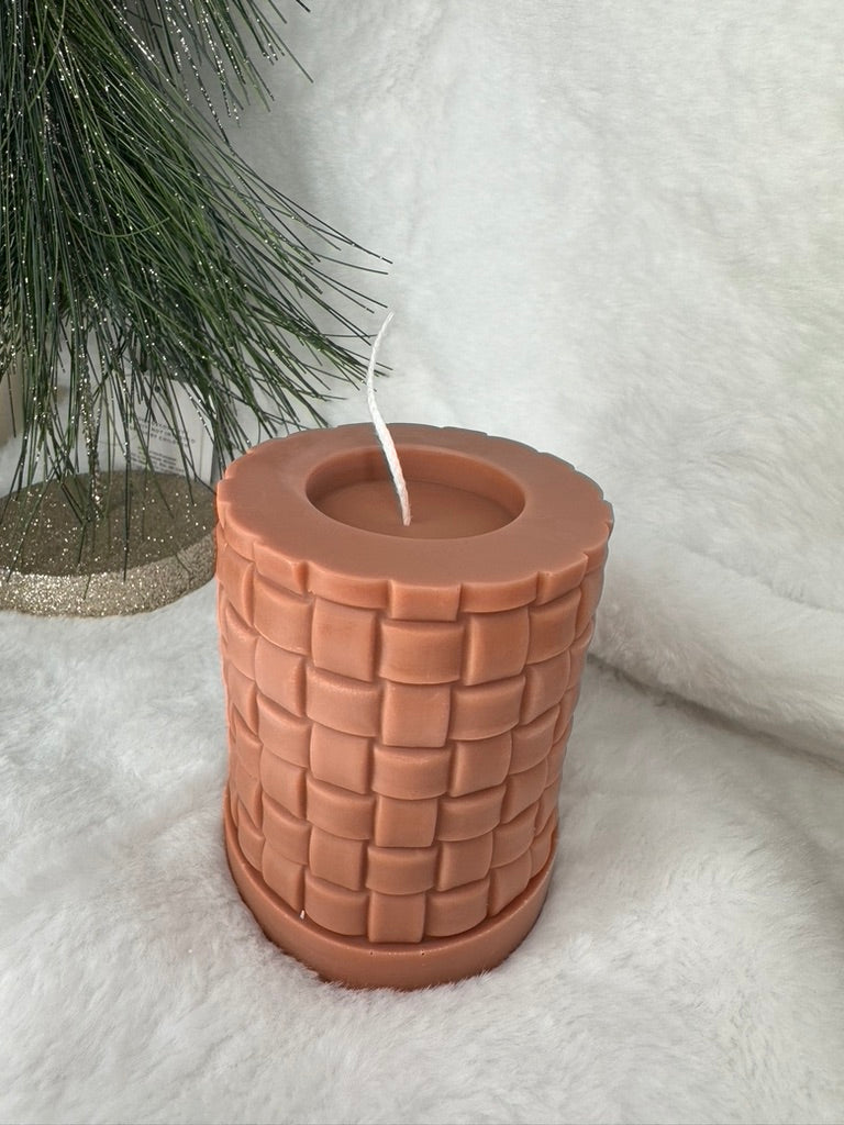 Knitted Pillar candle