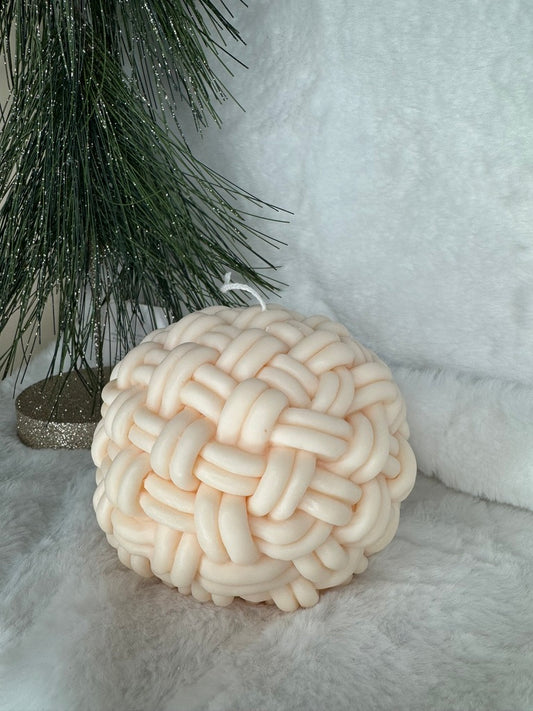 Knitted Yarn Ball Candle