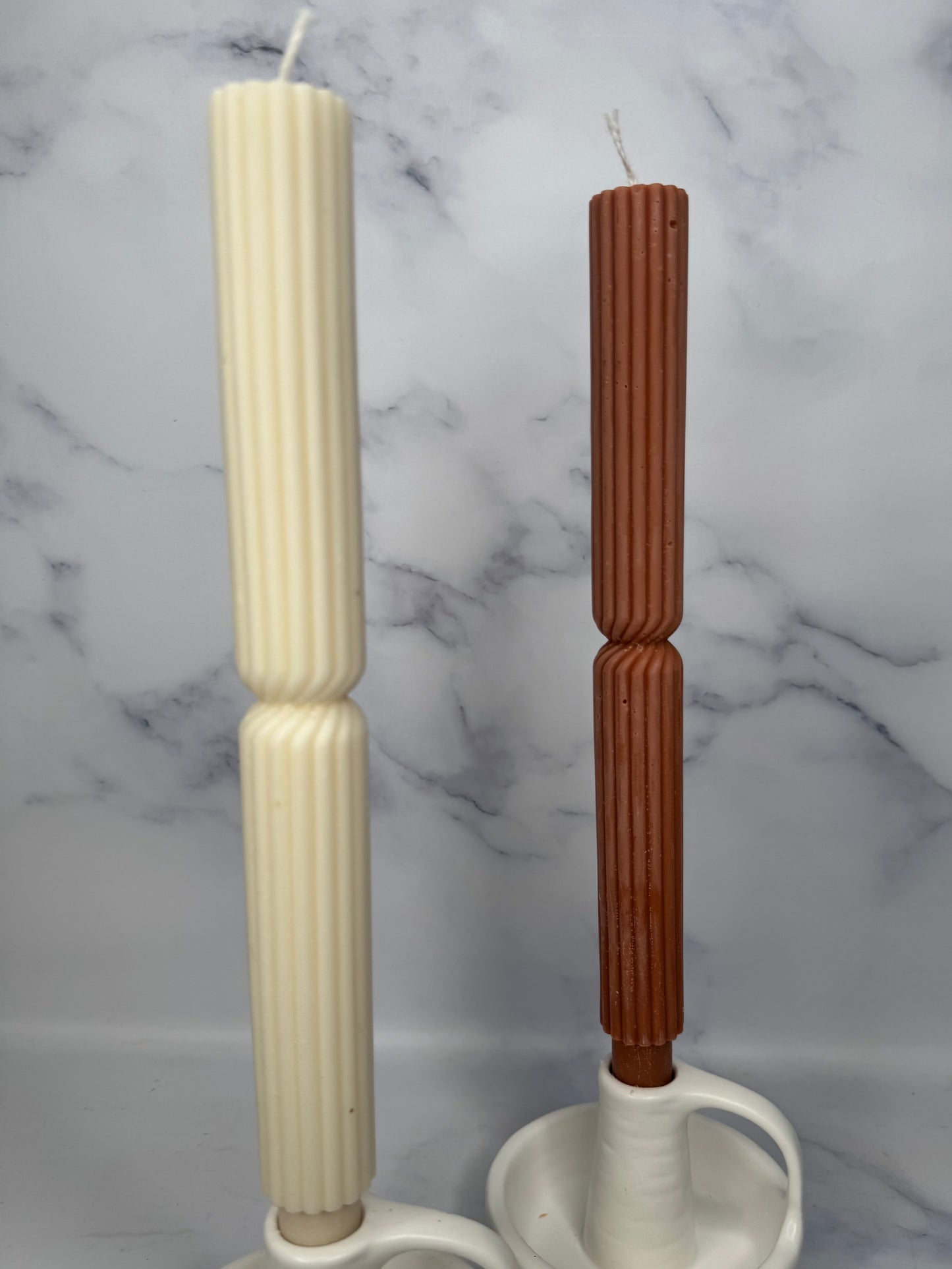 Ribbed Hourglass Taper Candle