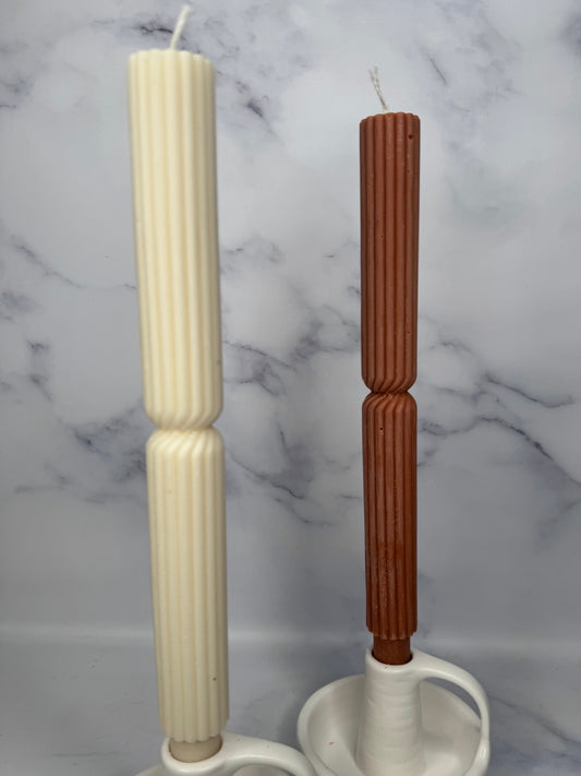 Ribbed Hourglass Taper Candle