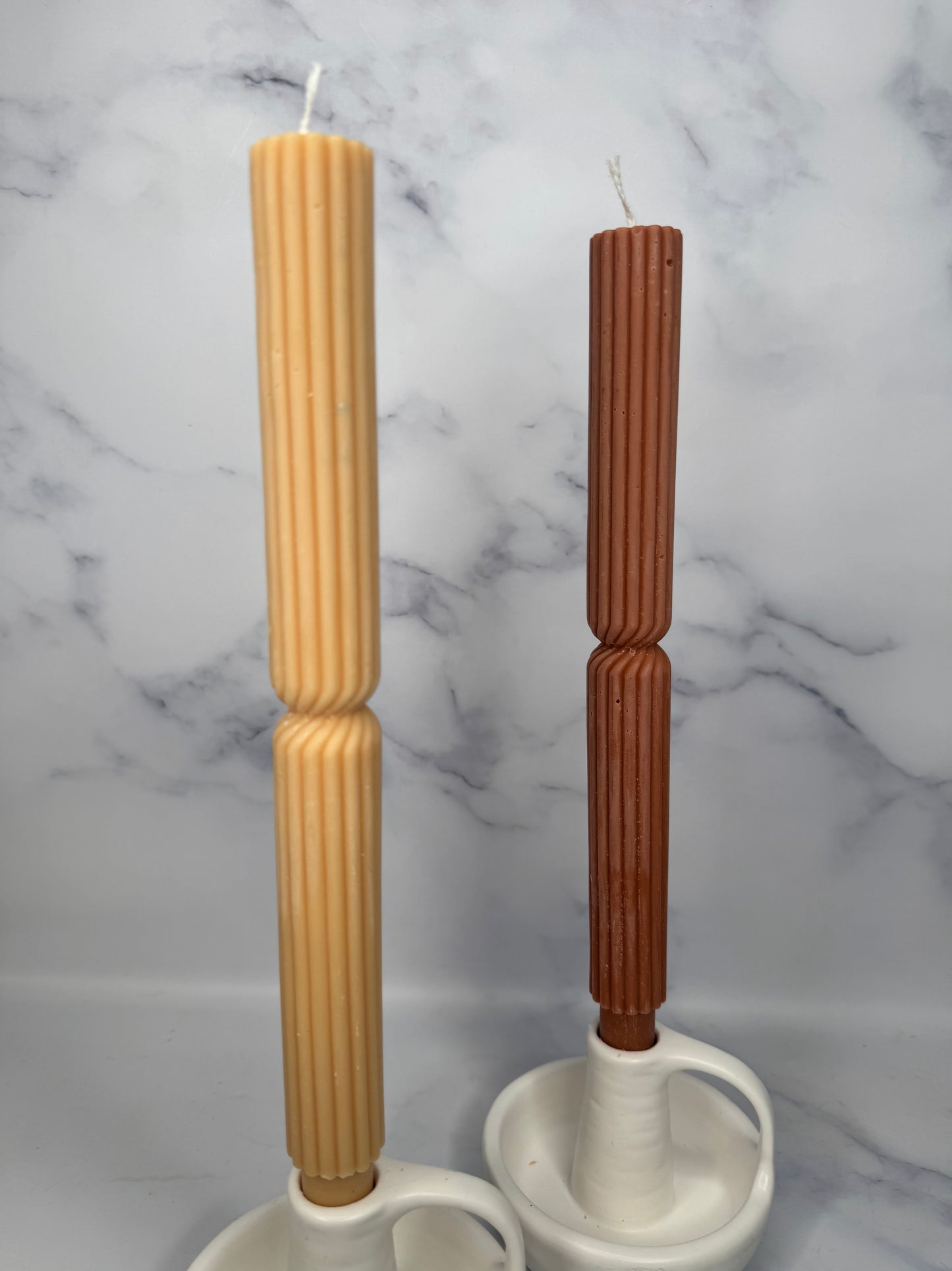 Ribbed Hourglass Taper Candle