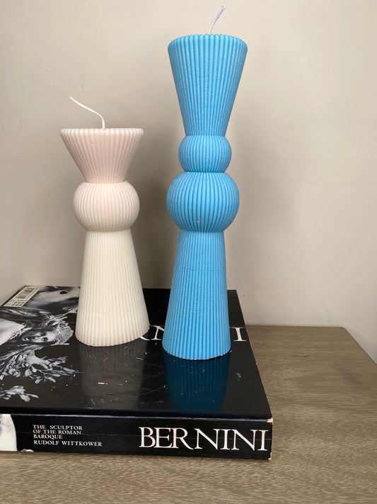 Ribbed Hourglass Pillar Candle